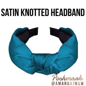 Silk Cross Knot Twist Headband - Vibrant Teal 1”